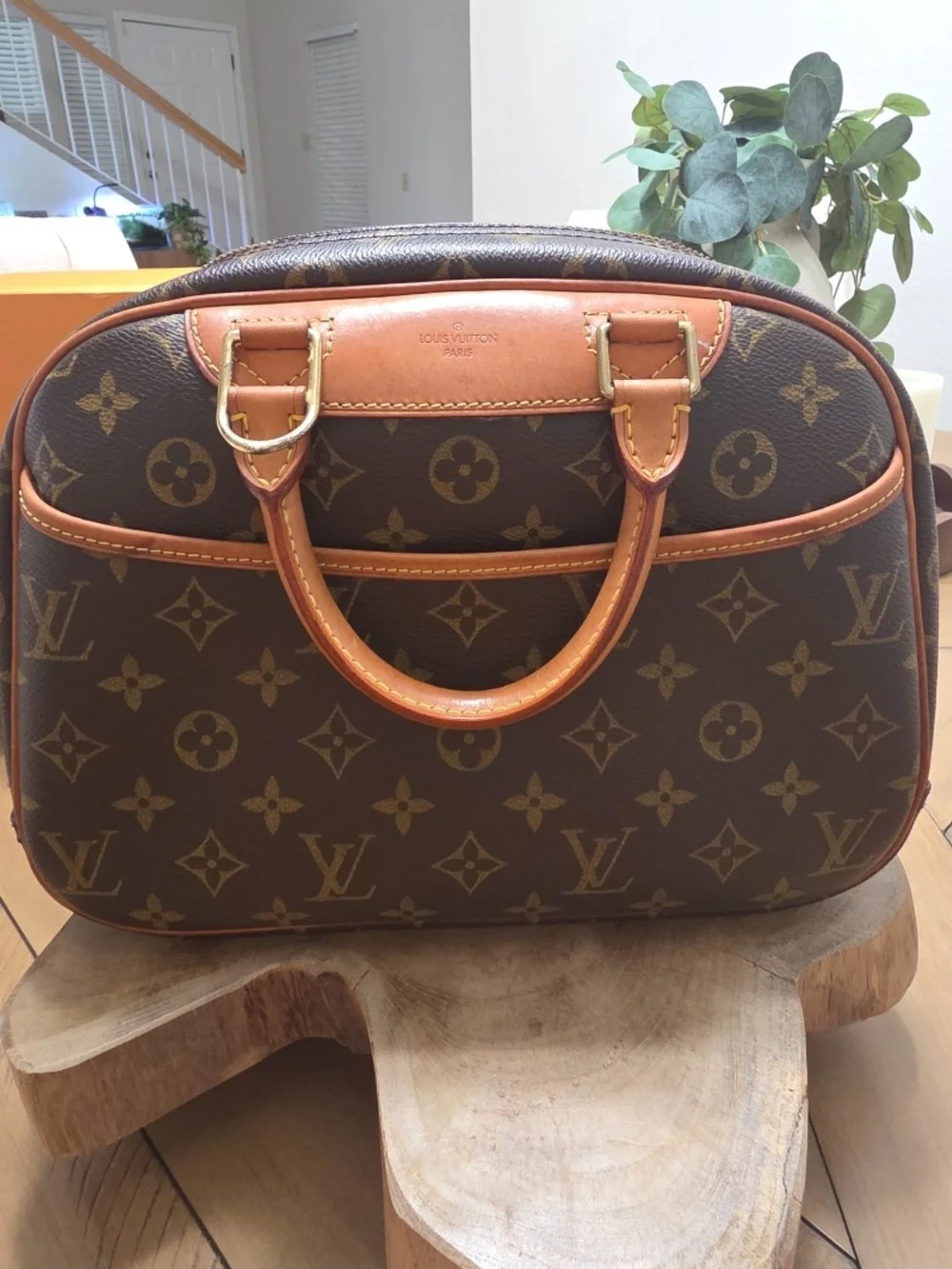 Louis Vuitton Monogram Top-Handle Bag in Brown & Vachetta - Picture 1 of 6
